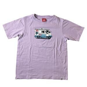 Icecream Truck T-Shirt Boys 9 10 Purple Graphic Skater Cotton Short Sleeve